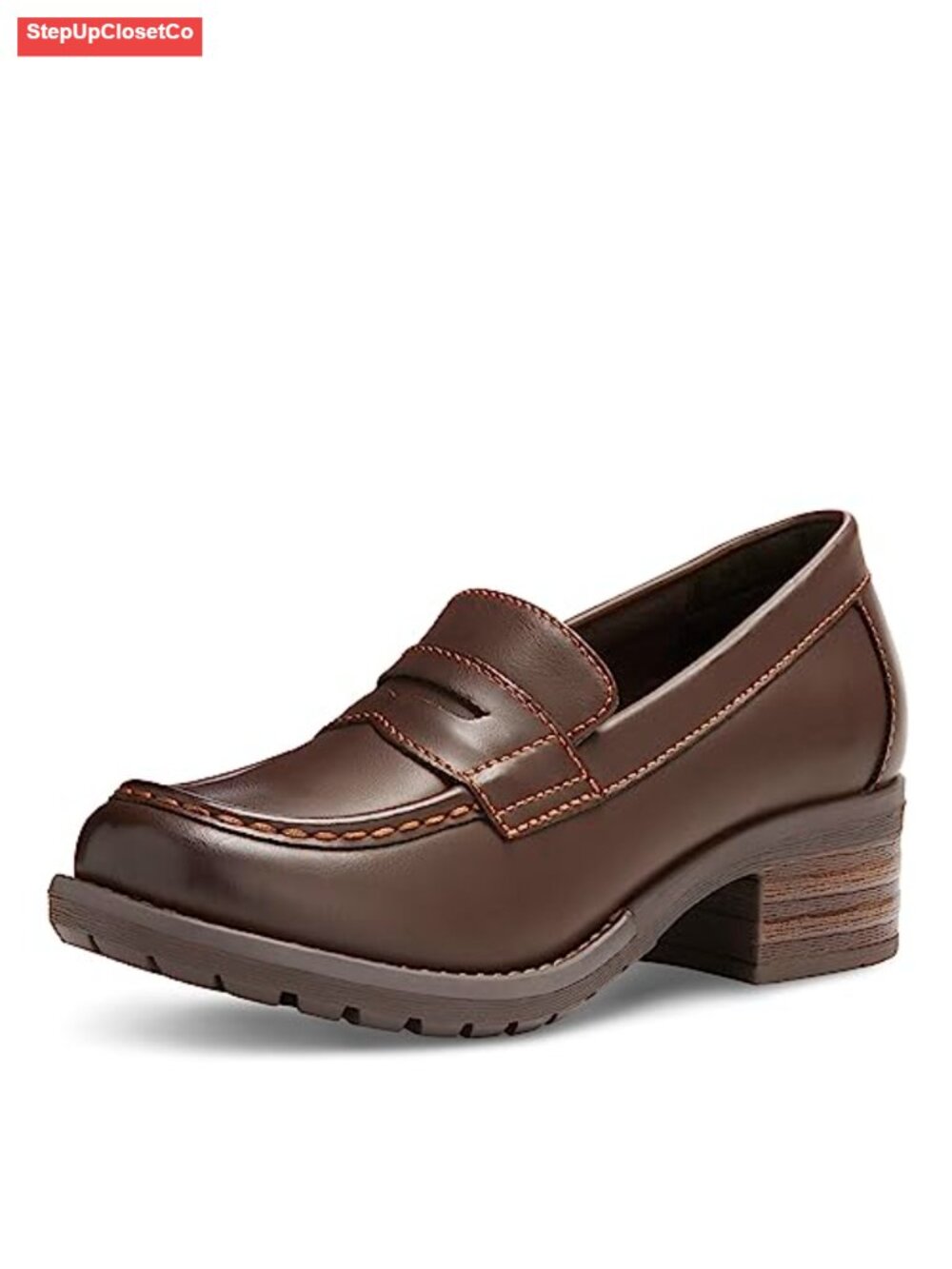 Women's PU Leather Moc Toe Penny Loafers Cushioned Slip-On Flats